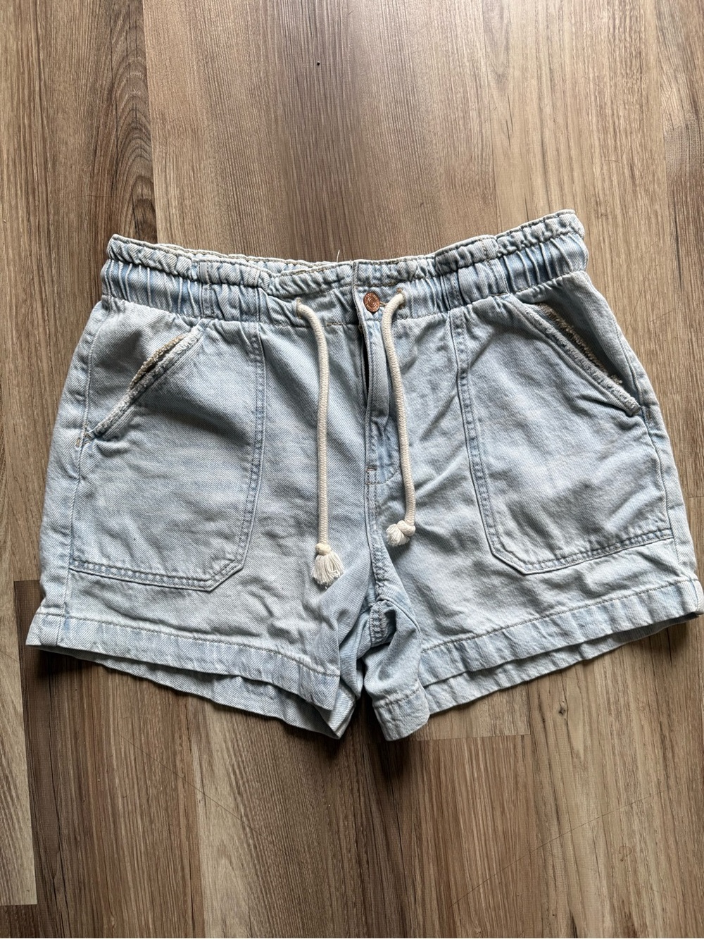 Maurices Light Blue Drawstring Denim Shorts